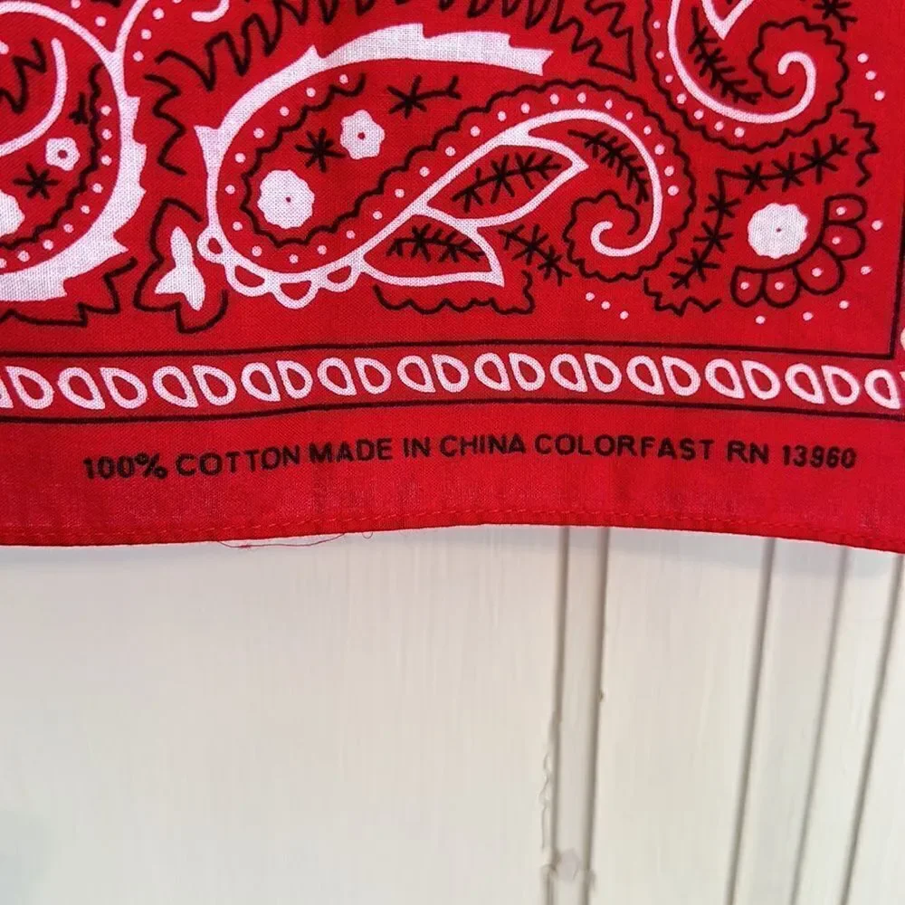 Paris Accessories red,‎ white & black paisley print cotton bandanna square scarf